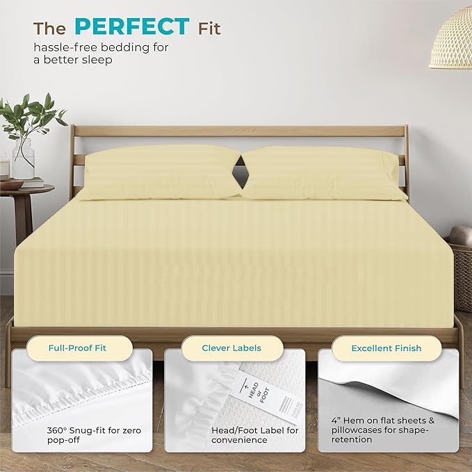 OnlineBestDeal's 5 Piece Luxury Split King Sheets Sets 100% Egyptian
