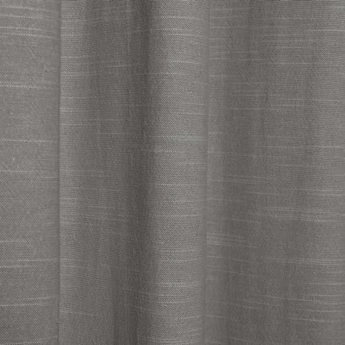 TWOPAGES Gray Linen Cotton Blackout Pleated Curtain, 72Wx108L, 1 Panel