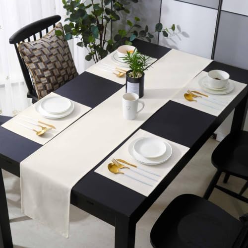 Solid Begin Table Runner and Placemats Set of 4 Classic Minimalist