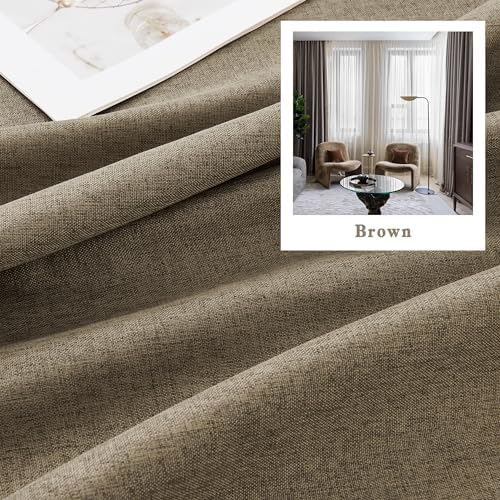DUALIFE Brown Blackout Curtains 72 Inch Length for Bedroom 2 Panels