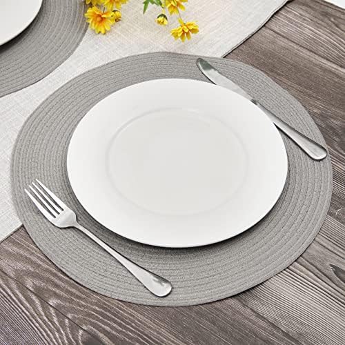SHACOS Round Braided Placemats Set of 8 Washable Fabric Heat Resistant