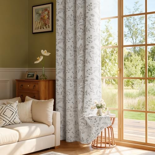 Rinwoc Vintage Neutral Botanical Leaf and Floral Print Blackout
