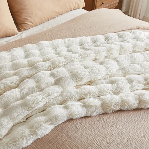 JELLYMONI Faux Fur Throw Blanket 108x90, 750 GSM Plush Couch Throw