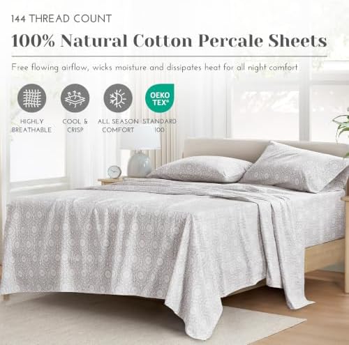 Comfort Spaces 100% Cotton Percale Sheets Queen Extra Deep Pocket