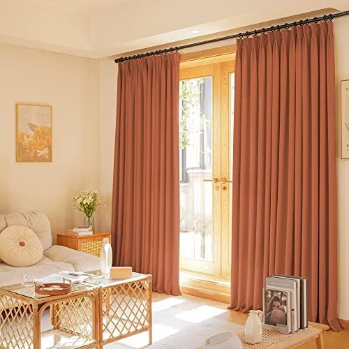 HUTO Pinch Pleat Curtains 84 Inches Long Blackout Window Treatment for