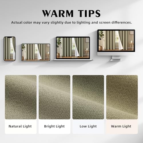 2 Panels 100% Blackout Linen-Textured Thick Grommet Curtains