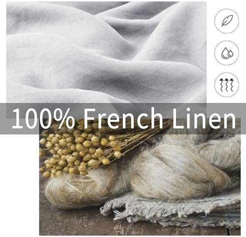 ATLINIA 100% Linen Pillow Shams Standard Size Light Grey Linen Pillow