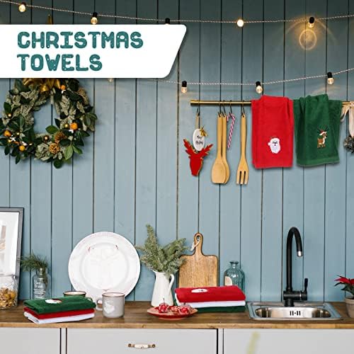 Macarrie 12 Pcs Christmas Hand Towels Cotton Kitchen Dish,Fresh Style