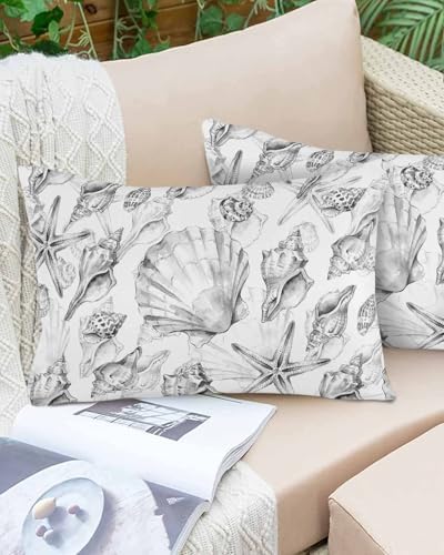Outdoor Pillow Covers with Inserts,Summer Beach Starfish Waterproof