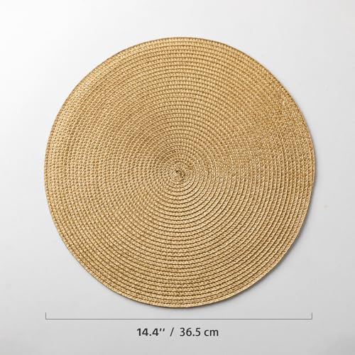 Baroyal Round Placemats Set of 8 Plastic Woven Placemats Washable