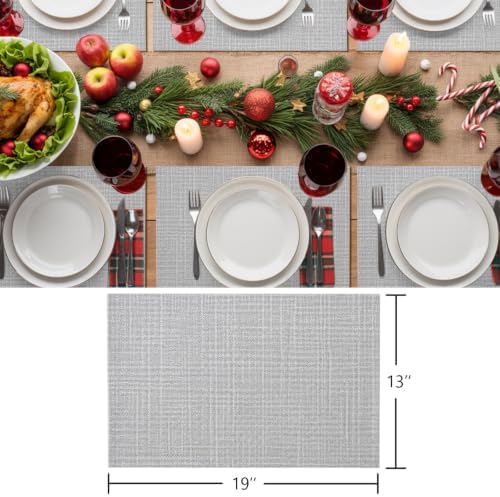Minimalist Solid Color Placemats Set of 8, Cotton Linen Fabric Place