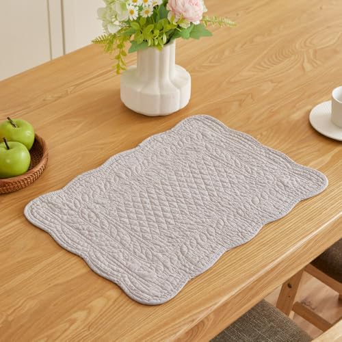 vctops 100% Cotton Quilted Placemats Set of 6 Washable