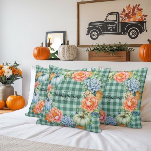 Outdoor Waterproof Throw Pillow Cover Thanksgiving Pumpkin Buffalo