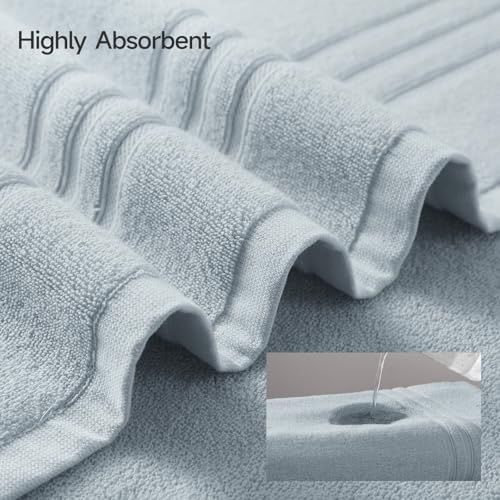REDKISS Light Grey Towels Set 6 Piece Cotton Towel Sets with 2 Bath