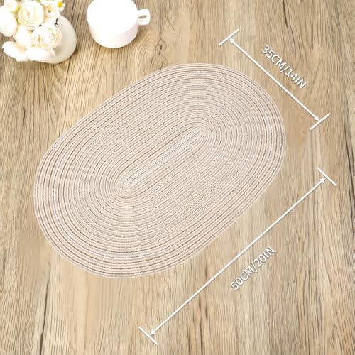 Placemats Set of 6, Braided Cotton Polypropylene Blend Woven Table