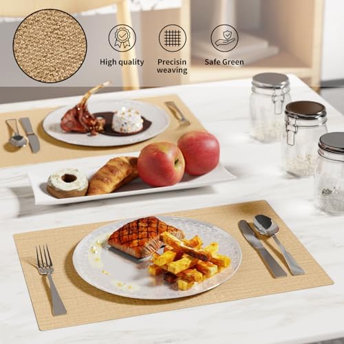 Cloth Placemats, Set of 4 Heat-Resistant Cotton Linen Blend Double