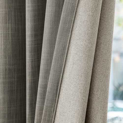 Frelement Full Blackout Curtains for Bedroom Living Room Linen