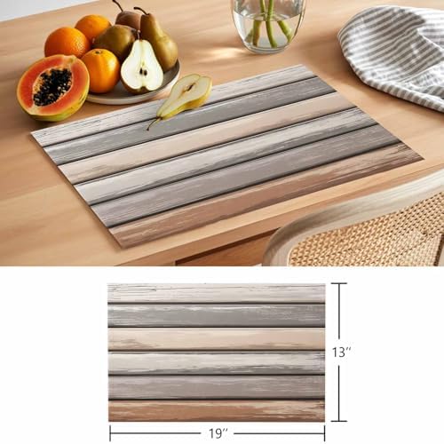 Placemats Set of 8, Brown Beige Stripes Woven Placemat, Linen Place