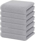 Homaxy 100% Cotton Waffle Weave Kitchen Dish Towels 6-Pack, Light Gray