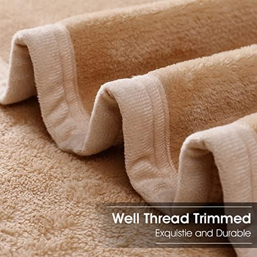 EASELAND Soft Lightweight King Size Fleece Blanket, Camel, 90x108