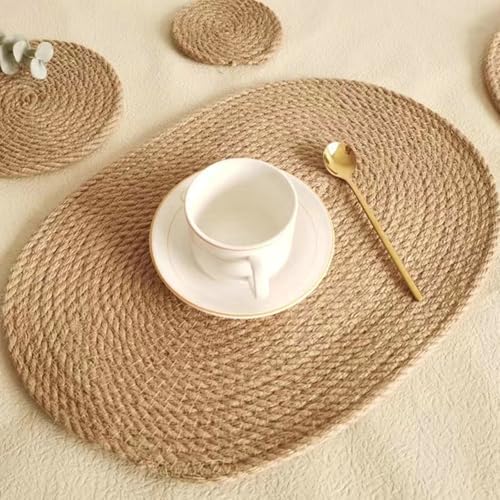 Kitchen Placemats Set of 8 Woven, Dining Placemats Wipeable Braided