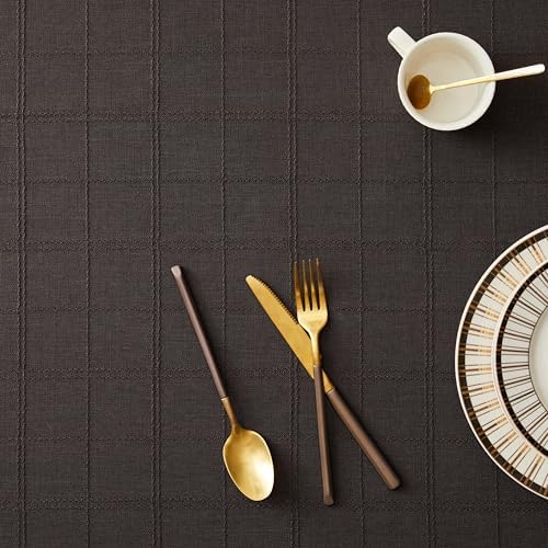 ZeeMart Linen Checked Square Table Cloth 60x60 Inch Charcoal