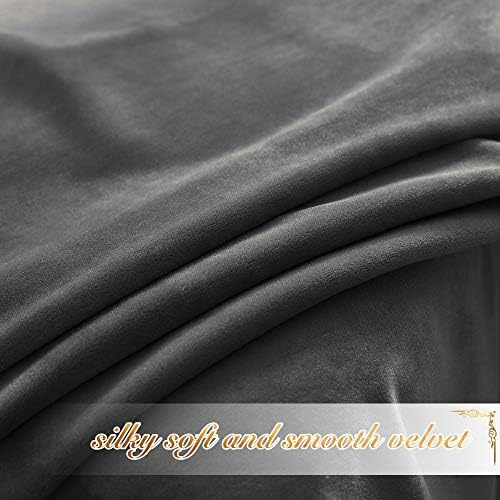 NICETOWN Grey Velvet Curtains 120 inch Long, 52" W x 120" L, 2 Panels