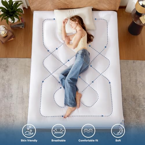 BEDLORE Queen Mattress Topper, Thick Pillow Top Bed Cover Soft