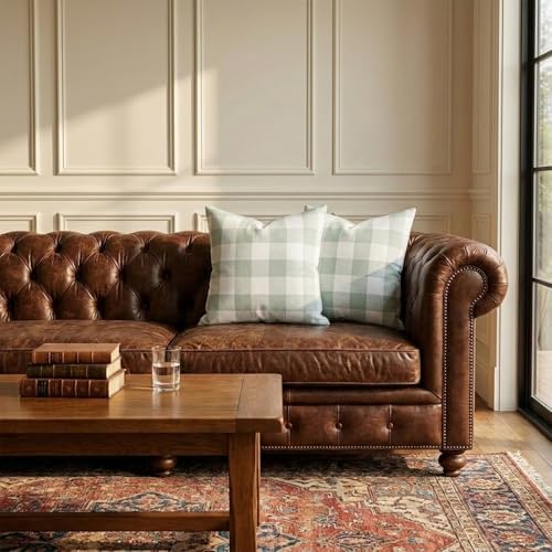 Sage Green Buffalo Check Plaid Outdoor Throw Pillow Cover 18x18 Set of
