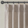 Jowels Beige Pinch Pleated Memory Trained Linen Curtains 84 Inch Long