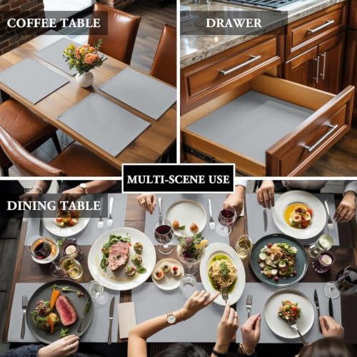 Gray Solid Color Placemat Set of 8, Burlap Placemats for Dining Table