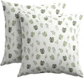 Sage Green Spring Pillow Covers 22x22 Set of 2 Leaf Throw Pillow