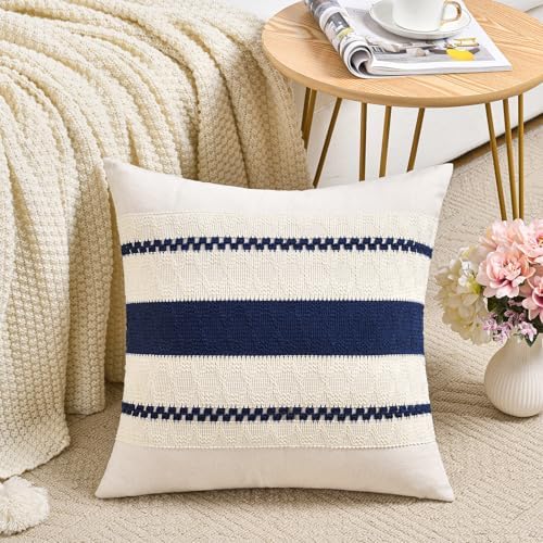 Fancy Homi Set of 2 Navy Blue Decorative Throw Pillow Covers 22x22