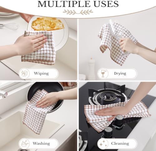 Homaxy 12 Pack Terry Kitchen Dish Cloths, 12"x12", Brown