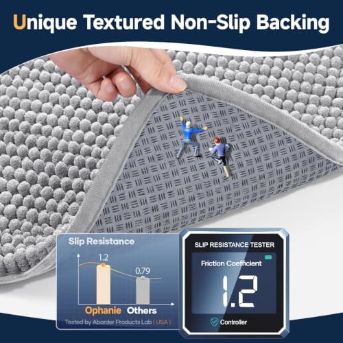 Ophanie Bathroom Rugs Sets 2 Piece,Grey Soft Chenille Bath Mat,Non