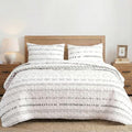 DURLENGEN 3Pcs Quilt Set King Size White,Soft Microfiber Lightweight