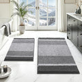 HOMEIDEAS Grey Bathroom Rugs Sets 2 Piece Chenille, 20"x32"+17"x24"