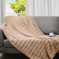 Reversible Microplush Cozy Faux Fur Throw Blanket 60"x70" Size - Sand