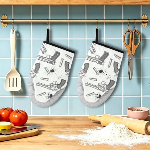 Dot Gray Oven Mitts and Pot Holders Set 2 Pack