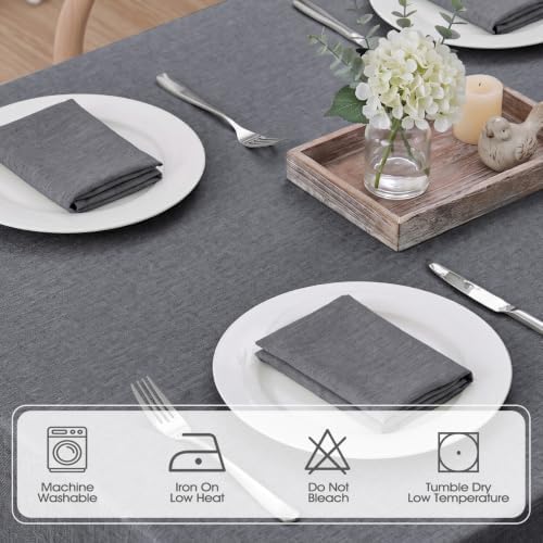 Veblandy Rectangle Tablecloth Linen Textured Waterproof & Stain