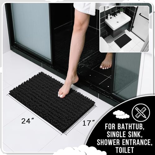 Yimobra Chenille Bath Mat Set – Non-Slip, Ultra Soft Absorbent