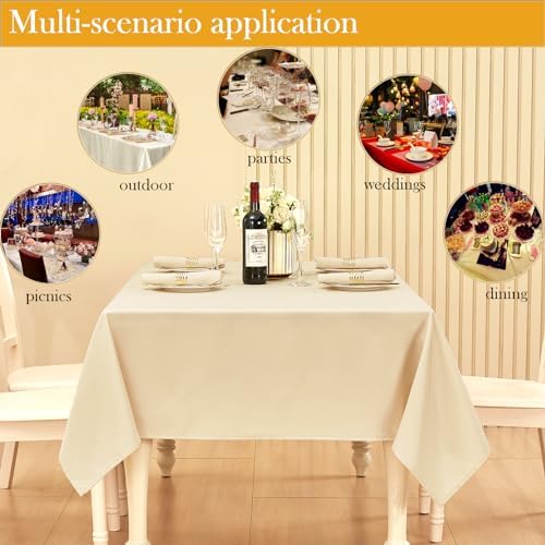 Rectangle Linen Textured Tablecloth Waterproof and Wrinkle Free