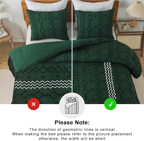 Andency King Size Comforter Set Emerald Green, 3 Pieces Bedding