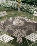Square Outdoor Tablecloth with Umbrella Hole Rustic Palm Leaves