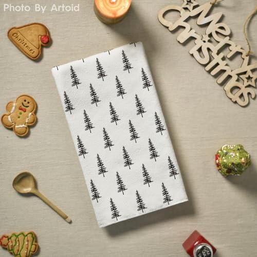 Artoid Mode Beige Tree Christmas Kitchen Towels Set of 2 18x26 Inch