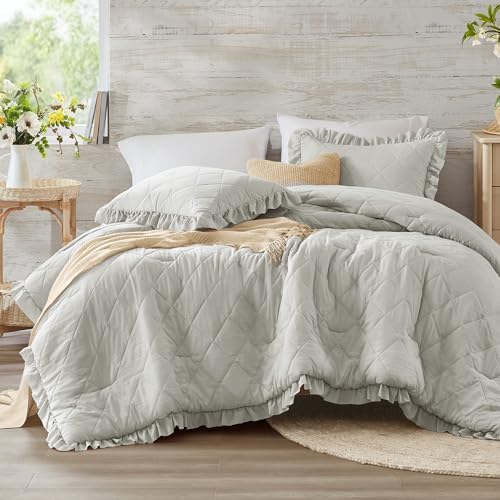 Degrees of Comfort Ruffle Edge Comforter Set - King/Cal King Gray