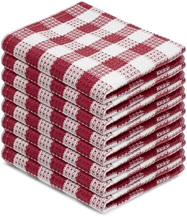 Blue Needles Waffle Weave Kitchen Dish Cloths Cotton Set of 8-12x12