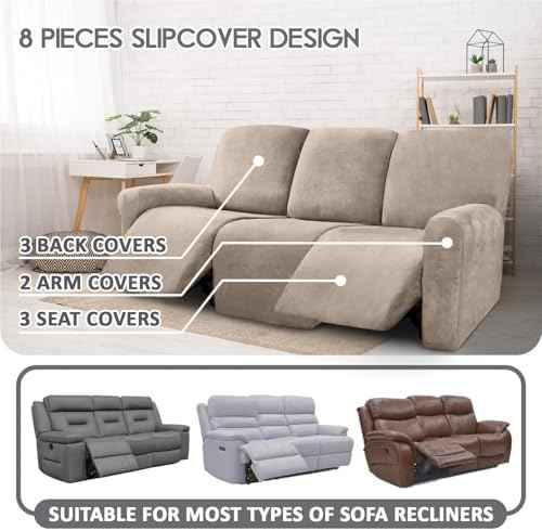ULTICOR 8-Piece Recliner Sofa Covers, Taupe