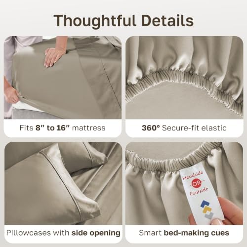 California Design Den Soft 100% Cotton Sateen Full Bed Sheets Set