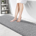 ILANGO Bathroom Rugs Light Grey 60x24, Soft Absorbent Chenille Bath